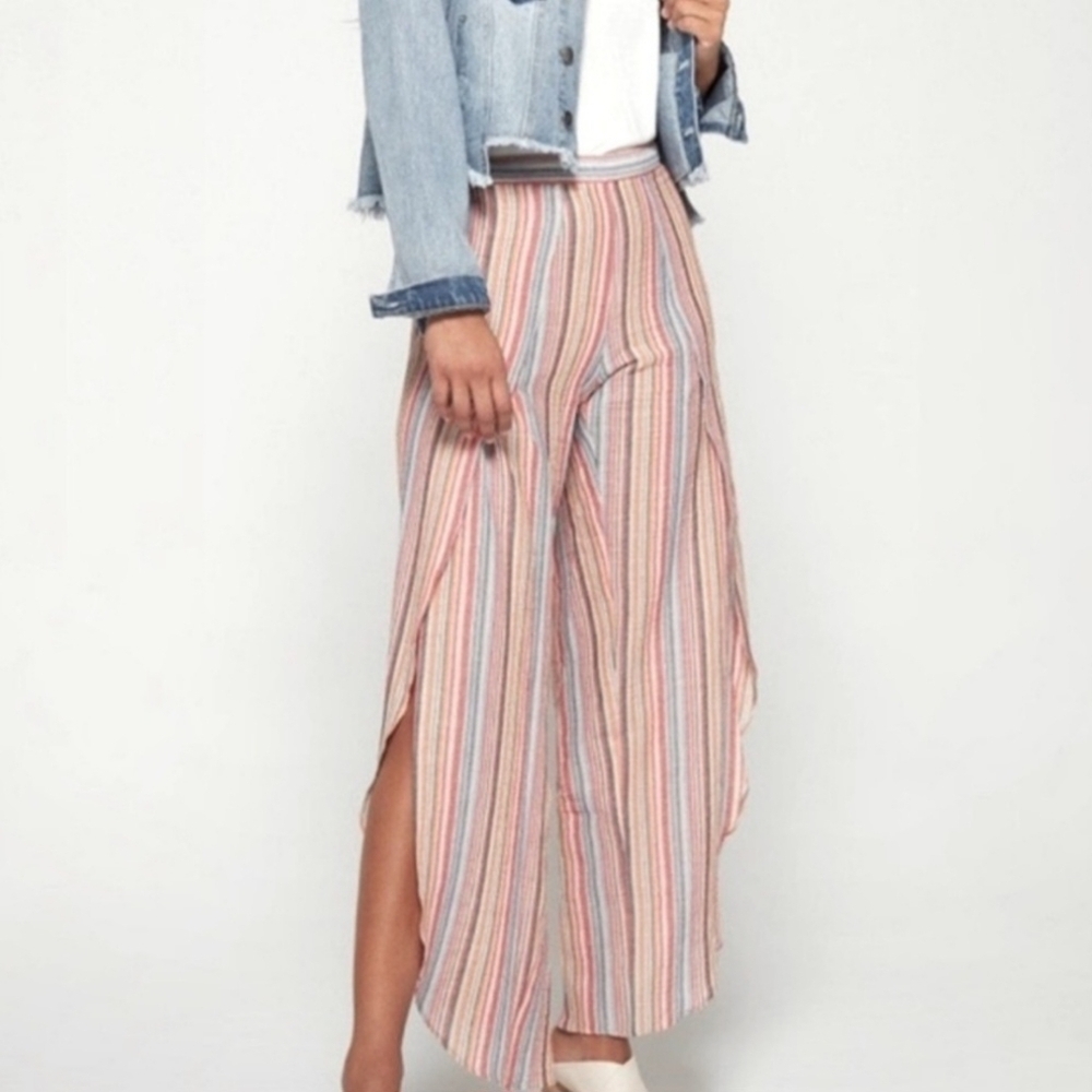 NWT DREW Whitney Split Tulip Linen Blend Pants in Agave size Large